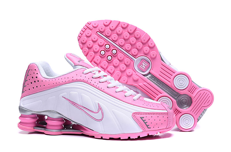 Women's Running Weapon Shox R4 Shoes White Pink 002